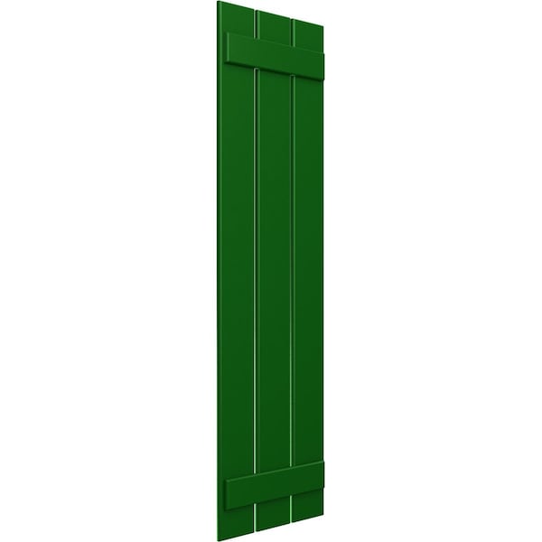 True Fit PVC Three Board Spaced Board-n-Batten Shutters, Viridian Green, 17 1/8W X 38H